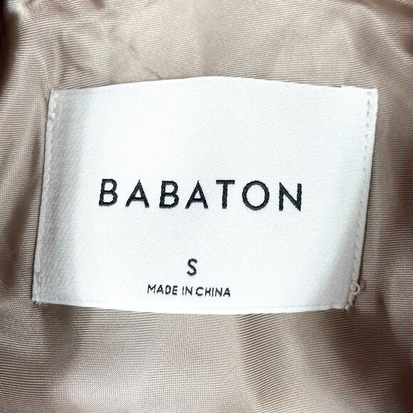 Babaton Maximo Trench Coat Denude Pink Drape Belted Pockets Long Sleeve Sz S - Picture 11 of 15